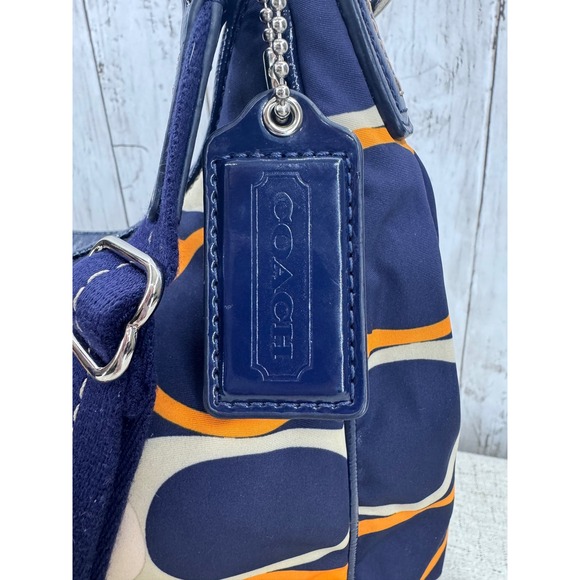 Coach Ashley Nylon Convertible Hobo Bag Navy Orange Y2K Shoulder Crossbody - Picture 2 of 10
